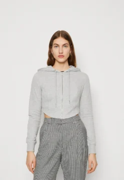 Even&Odd Zip-Up Sweatshirt - Mottled Light Grey