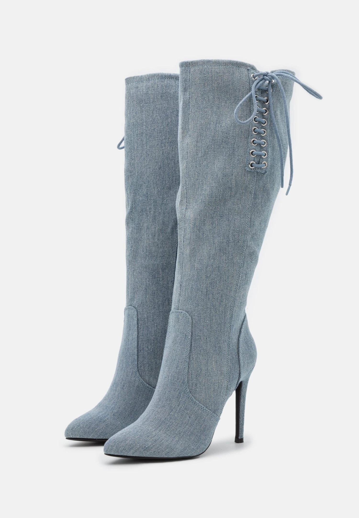 Lace-Up Boots - Blue Denim 3 Lace-Up Boots - Blue Denim - Image 3