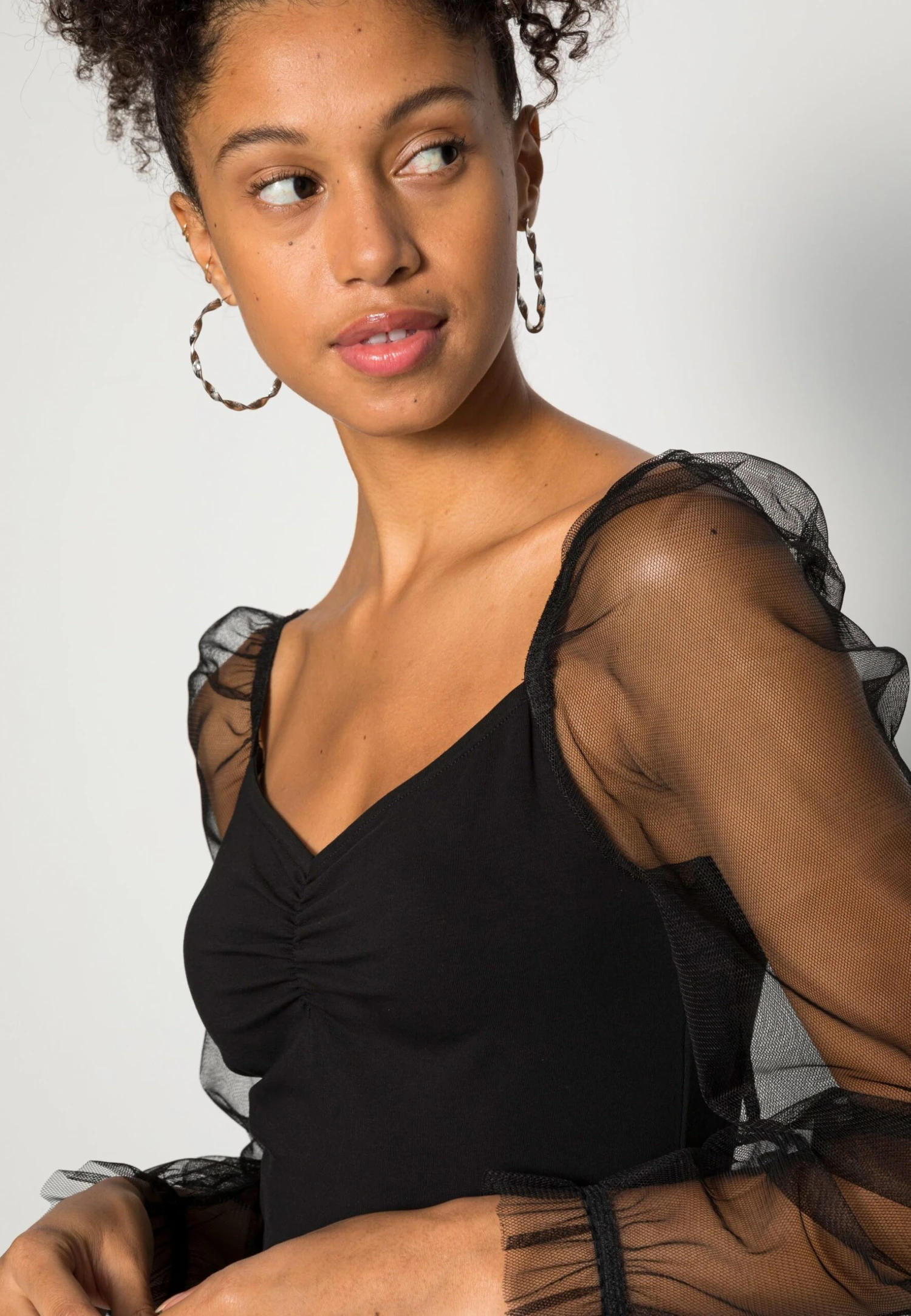 Even&Odd Long Puff Sleeves Rushing Bodycon Dress - Cocktail Dress / Party Dress - Black 5 Even&Odd Long Puff Sleeves Rushing Bodycon Dress - Cocktail Dress / Party Dress - Black - Image 5