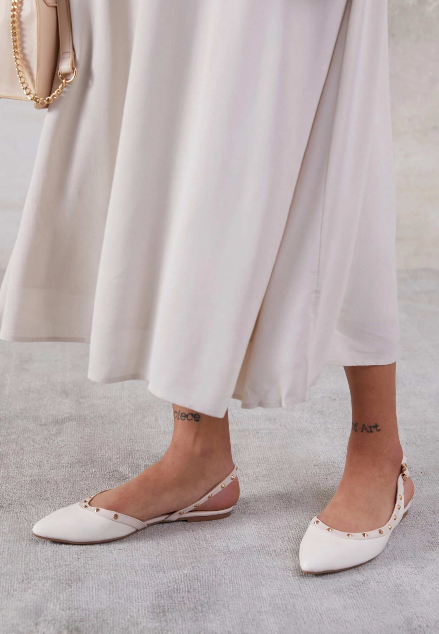 Even&Odd Slingback Ballet Pumps - White 2 Even&Odd Slingback Ballet Pumps - White - Image 2