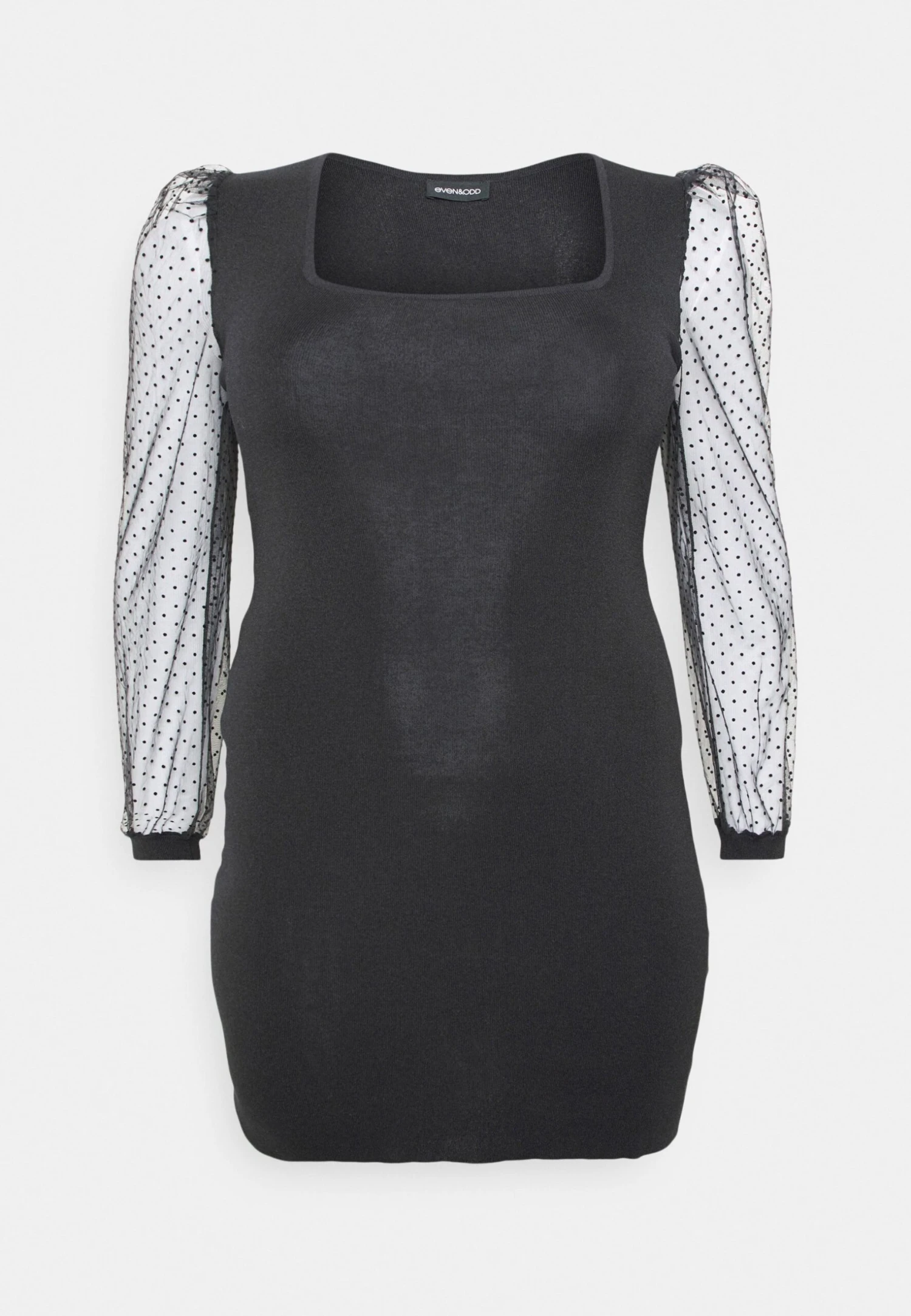 Bodycon Sleeves Low Neck Mini Dress- Jumper Dress - Black 5 Bodycon Sleeves Low Neck Mini Dress- Jumper Dress - Black - Image 5