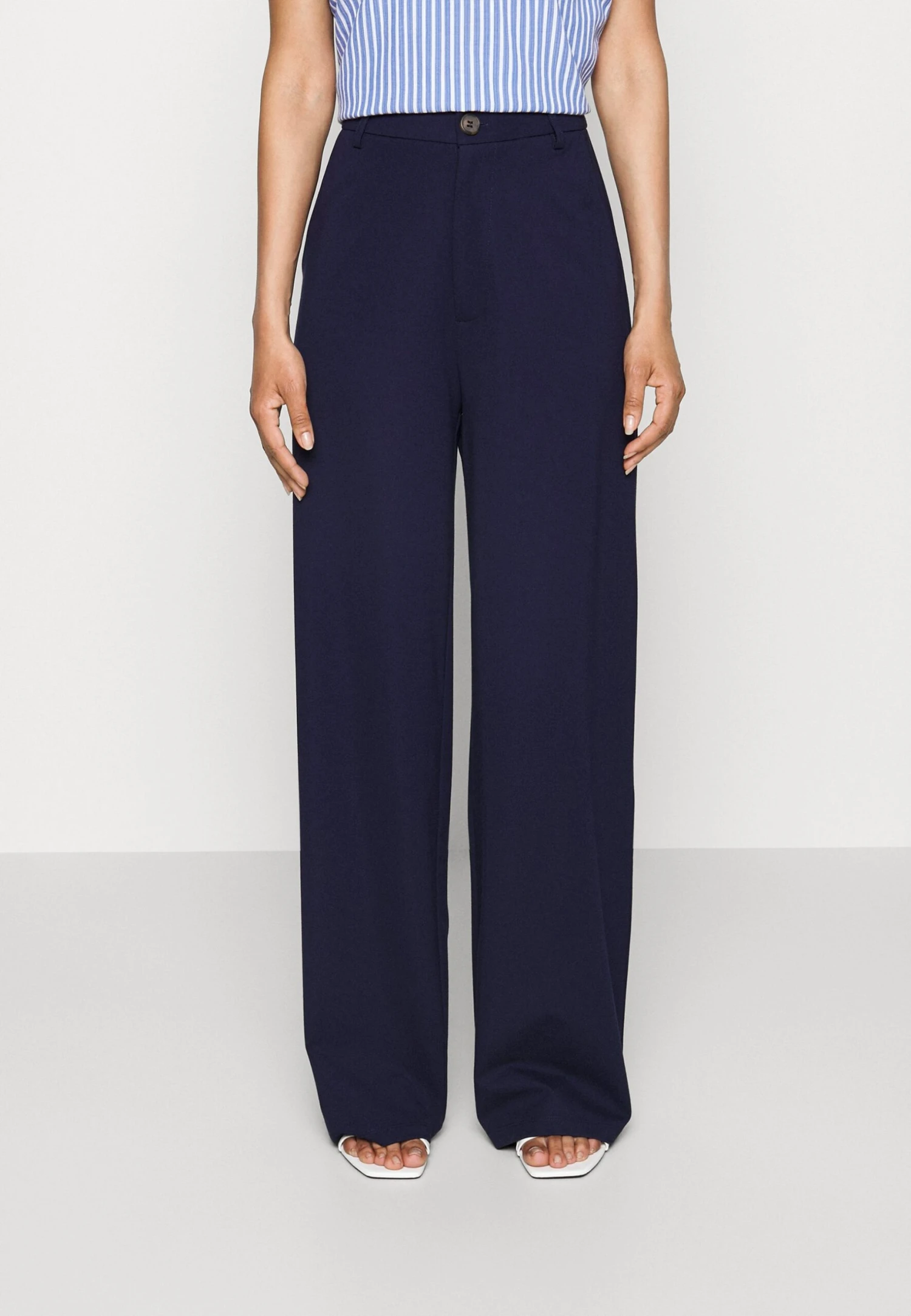 Petite Tailored Wide Leg Trouser - Trousers - Dark Blue 1 Petite Tailored Wide Leg Trouser - Trousers - Dark Blue