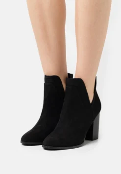 High Heeled Ankle Boots - Black