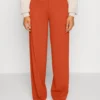 Wide Leg Trousers - Trousers -Brown
