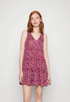 Even-Odd Store 15 Even&Odd Sleeveless V Neck Volant Hem Flared Mini Dress (Eo-Ss23-C135-Sj) / Black - 802_Pink - 402_Orange - 205 - Day Dress - Black - 802_Pink - 402_Orange - 205