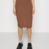 Pencil Skirt With Slit - Pencil Skirt - Brown