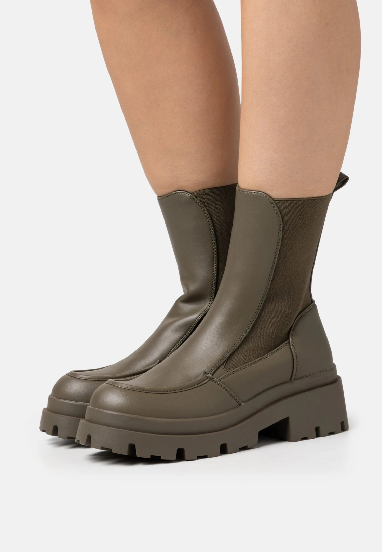 Even&Odd Platform Ankle Boots - Khaki 1 Even&Odd Platform Ankle Boots - Khaki