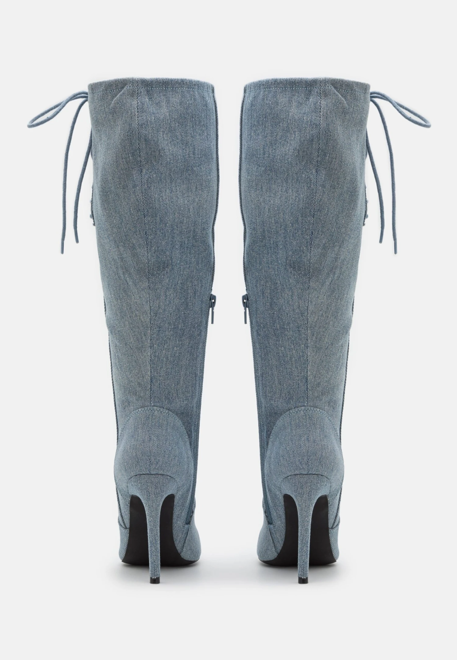 Lace-Up Boots - Blue Denim 4 Lace-Up Boots - Blue Denim - Image 4