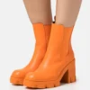 Even&Odd High Heeled Ankle Boots - Orange