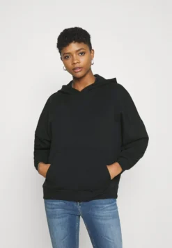Even&Odd Hoodie Long Without Drawcord And Pocket - Hoodie - Black