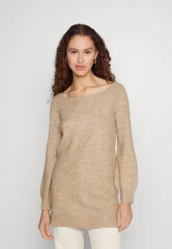 Even&Odd Schulterfrei Mini Strickkleid - Jumper Dress - Camel