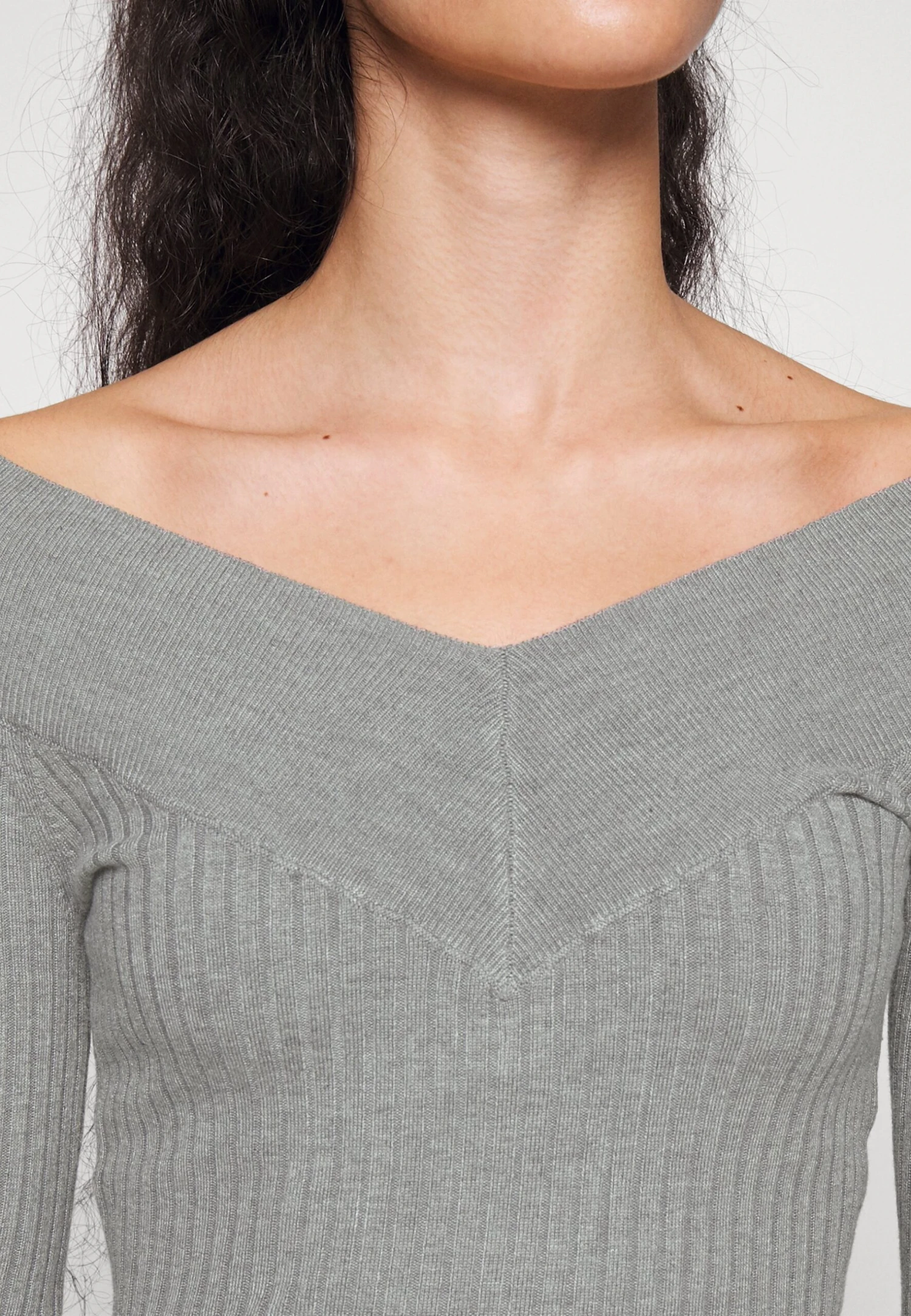 V Ausschnitt Ripp Mini Bodycon Strickkleid - Jumper Dress 7 V Ausschnitt Ripp Mini Bodycon Strickkleid - Jumper Dress - Image 7